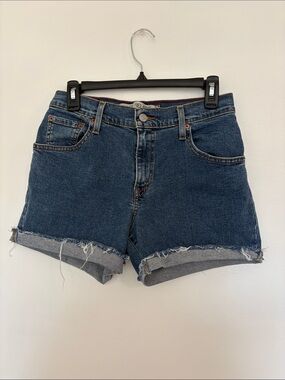 Levi's Dark Blue Denim Rolled Hem Shorts